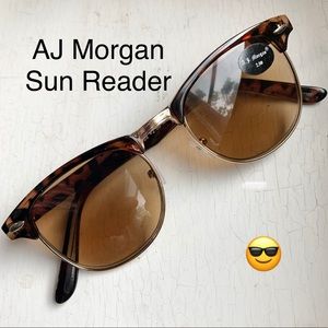 NEW Sun Reader +2.00 AJ Morgan Clubmaster Style Reader Sunglasses Tortoise